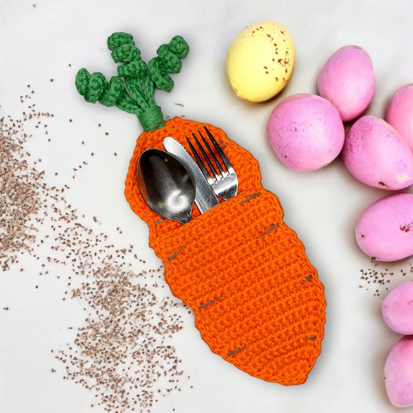 Crochet pattern cutlery sleeve carrot // ENGLISH