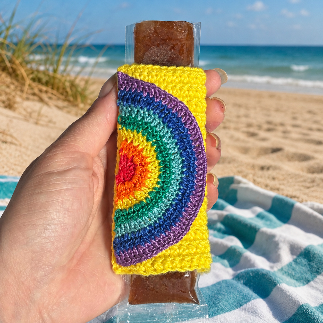 Häkelanleitung / Strickanleitung Wassereishülle Regenbpgen