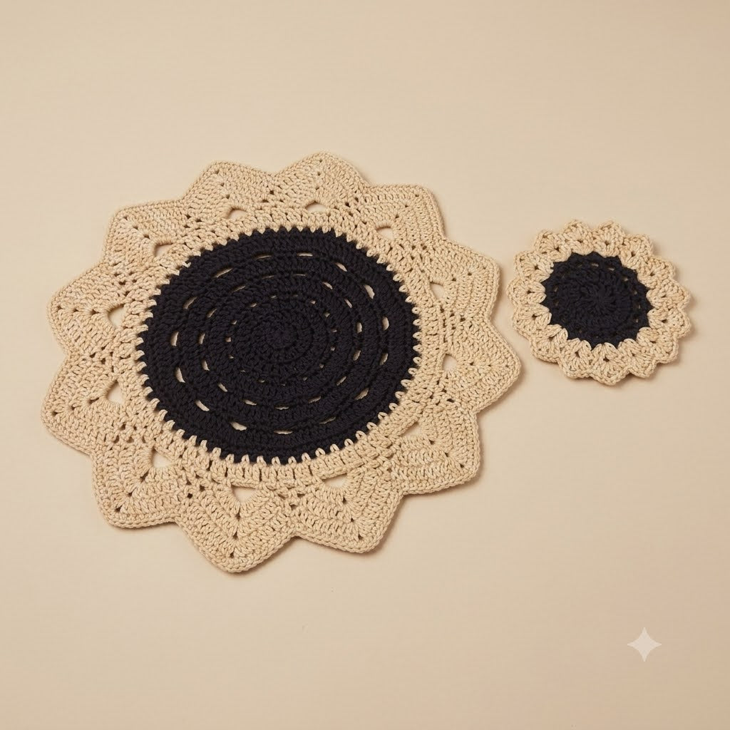 Häkelanleitung Tischset / Platzset Sonnenblume // DEUTSCH