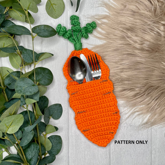 Crochet pattern cutlery sleeve carrot // ENGLISH