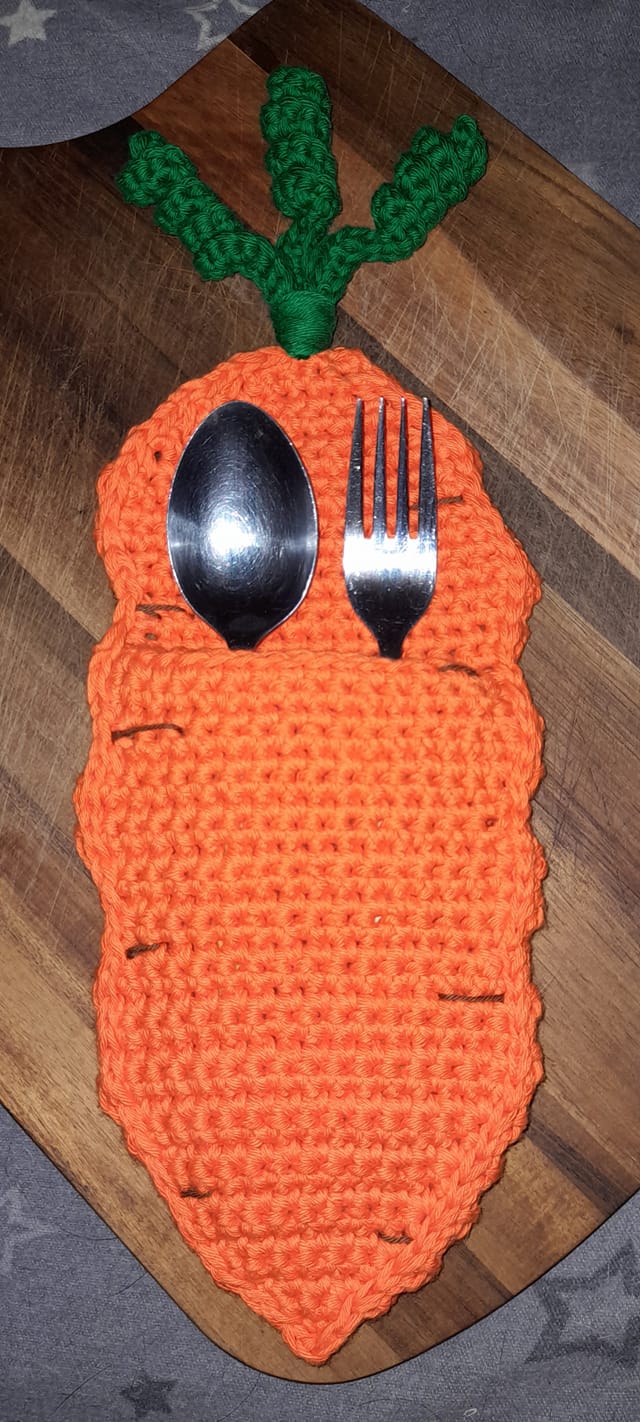 Crochet pattern cutlery sleeve carrot // ENGLISH