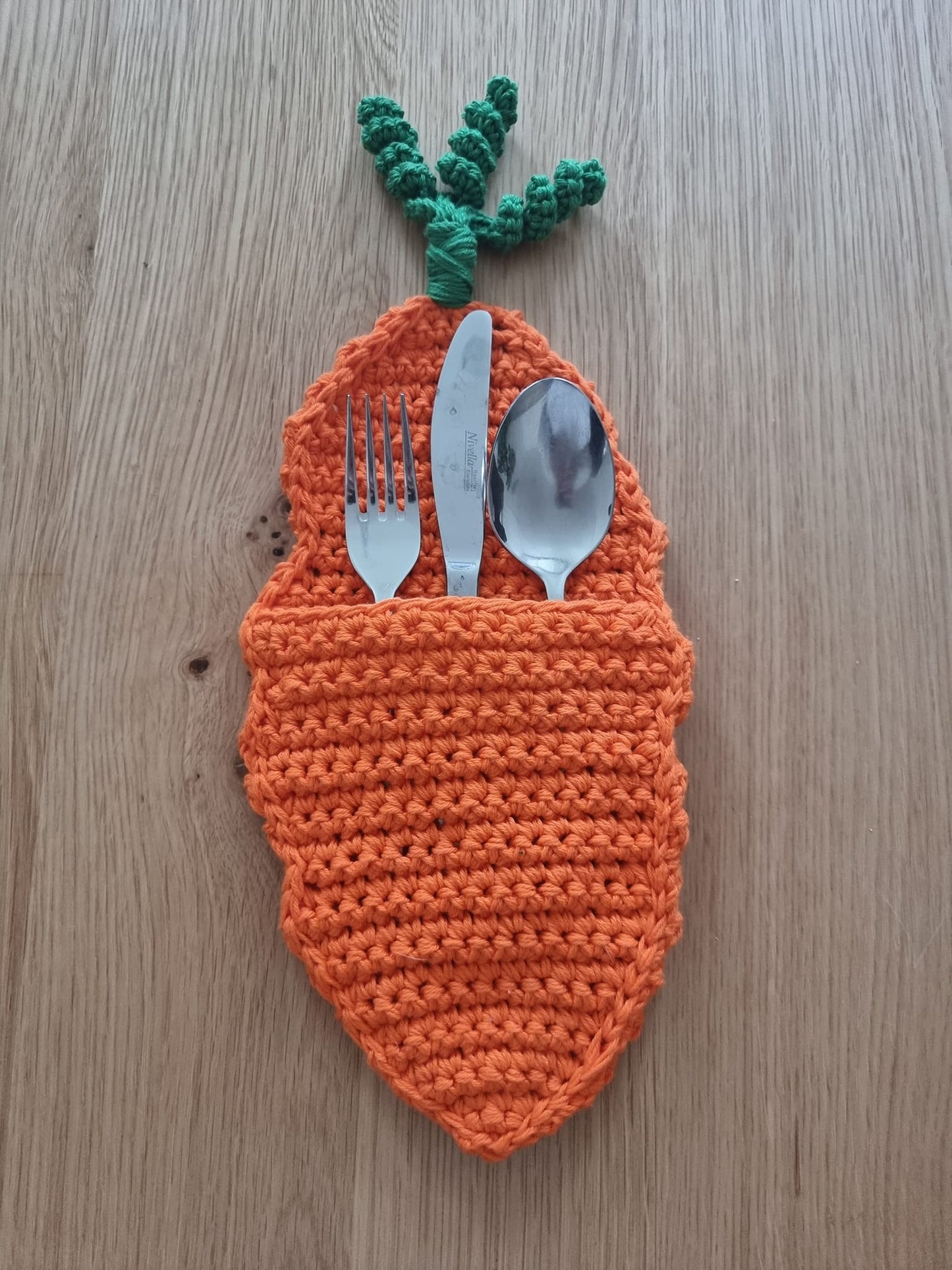 Crochet pattern cutlery sleeve carrot // ENGLISH