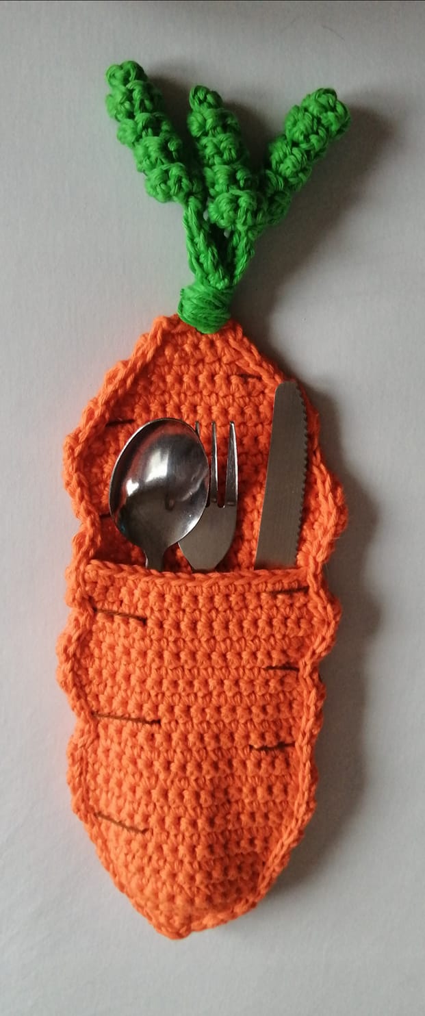 Crochet pattern cutlery sleeve carrot // ENGLISH